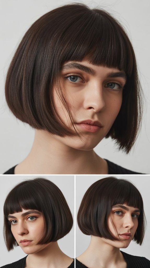 . Sleek Bob With Micro Bangs