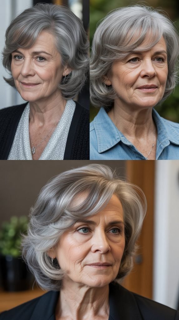 . Side-Parted Medium Cut with Face-Framing Highlights