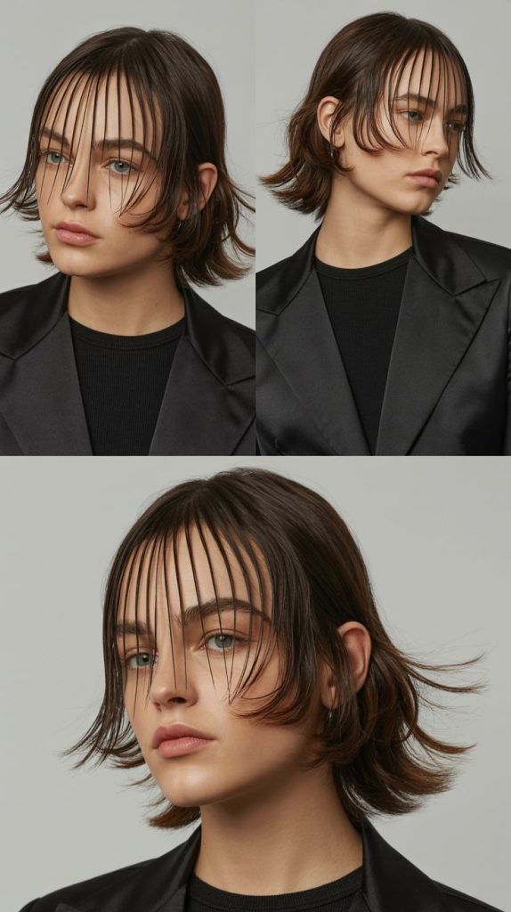 Micro Bangs with Elongated Layers