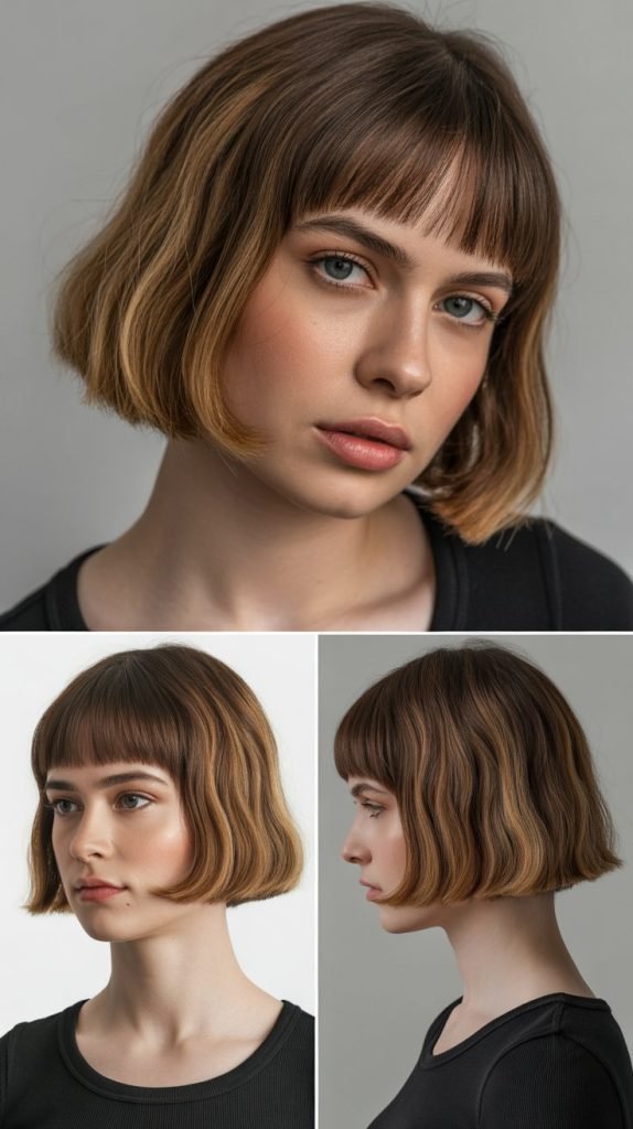 One-Length Cut With Baby Bangs