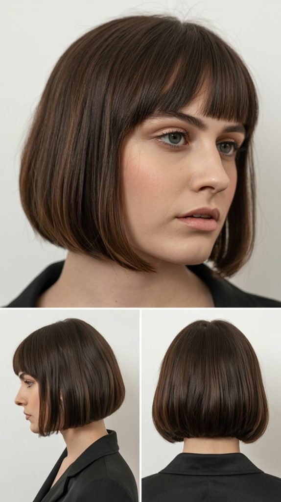 6. A-Line Bob with Full Bangs