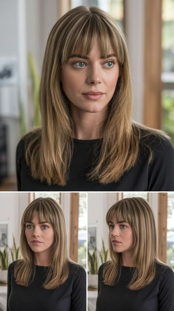 Micro Bangs With Textured Midi Cut