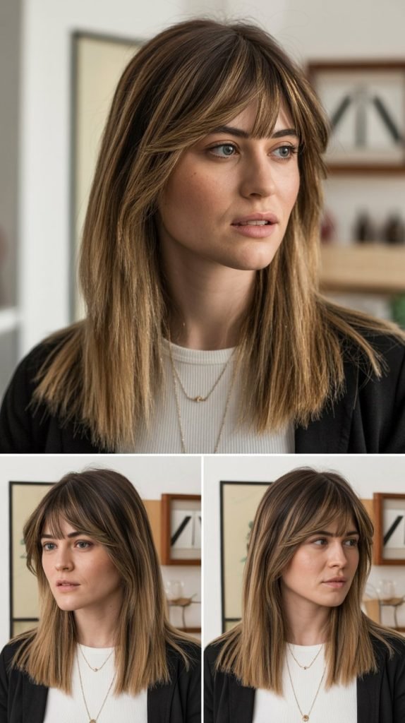  Long Fringe Bangs With Straight Layers