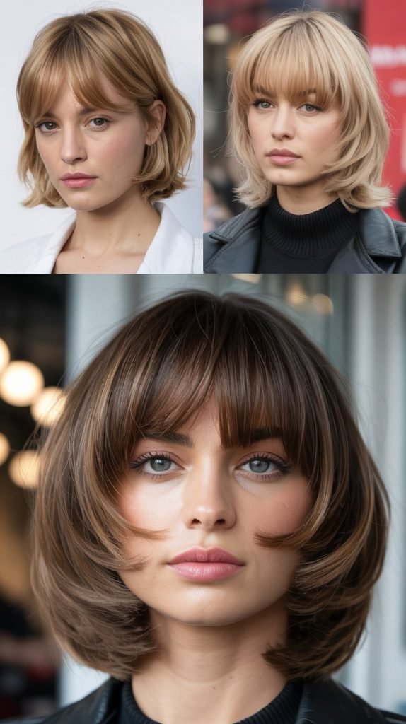  Blunt Cut With Face-Framing Layers And Side-Swept Bangs