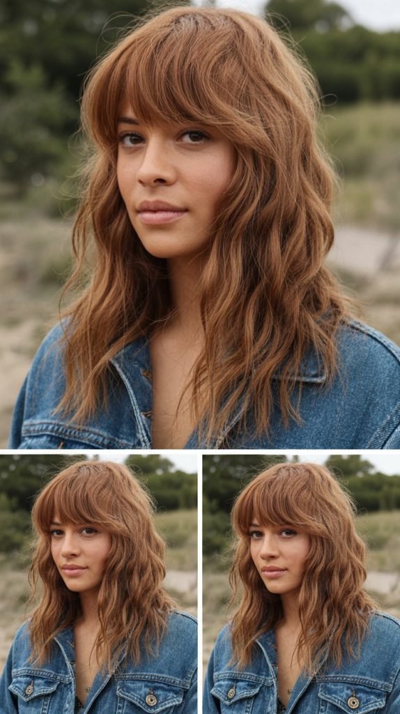  Long Feathered Bangs with Undone Waves