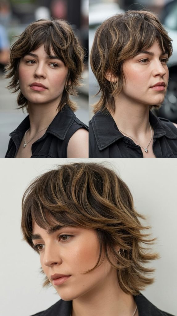 Piece-y Bangs with Razored Medium Layers