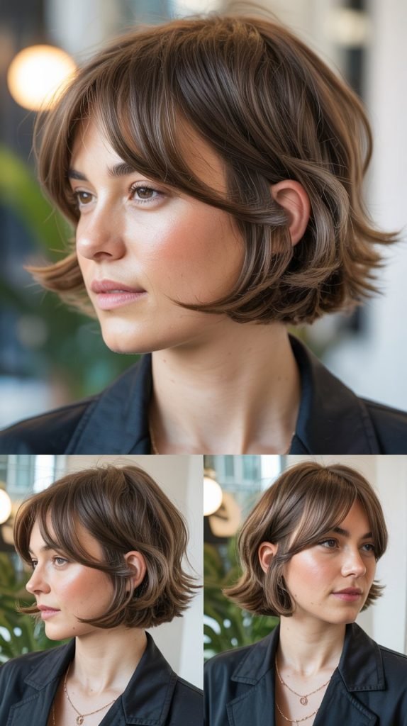  Side-Swept Wispy Bangs with Layered Lob