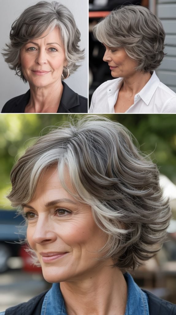 Feathered Layers with Silver Highlights