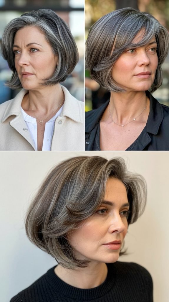 Asymmetrical Bob with Gray Blend