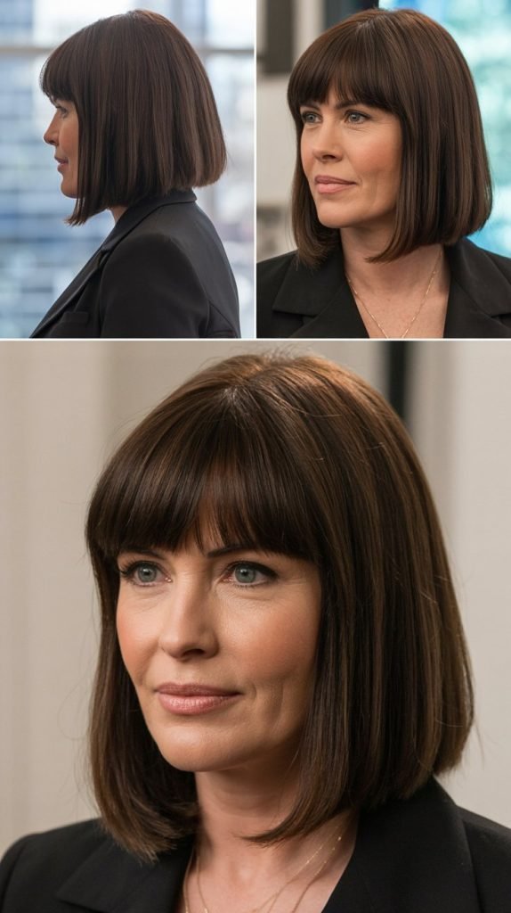 Sleek Midi With Straight-Across Bangs