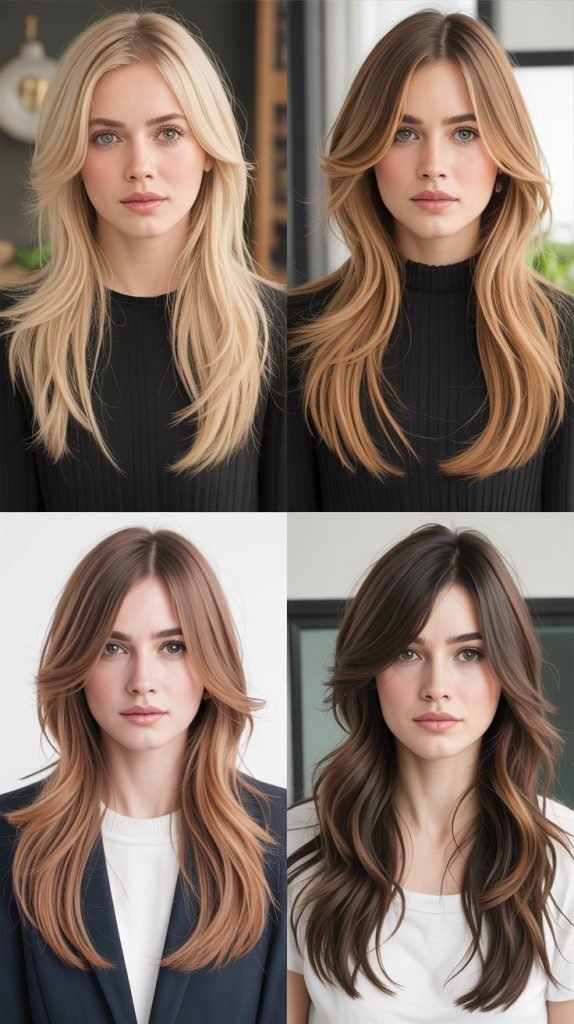  Long Layers With Side-Swept Bangs