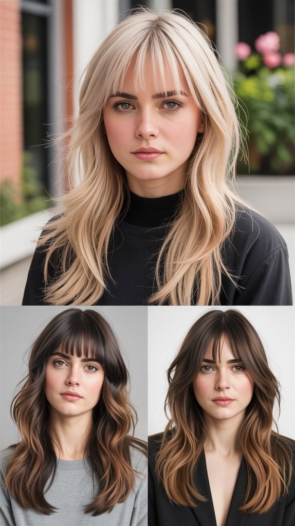 . Long Layers With Micro Bangs