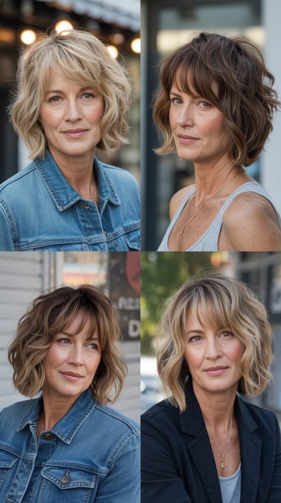 Tousled Lob With Swoopy Bangs