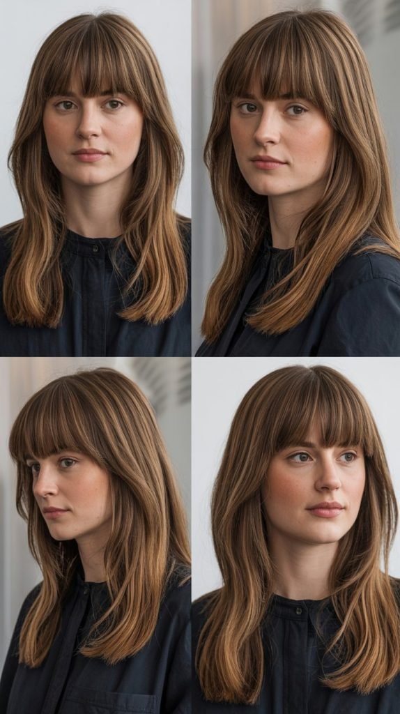 Blunt Full Bangs with Long Layers