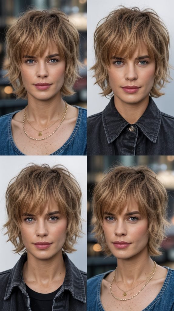  Shaggy Medium Cut With Wispy Bangs