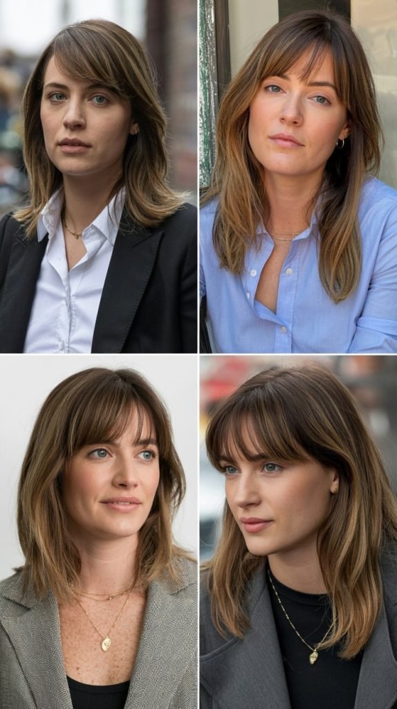 17. Shoulder-Length Cut with Long Side Bangs