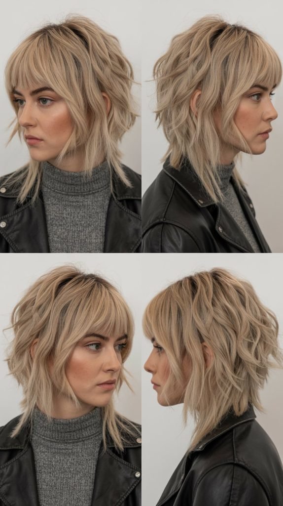  Textured Lob With Piecey Bangs