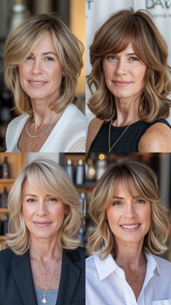 Layered Lob With Curtain Bangs