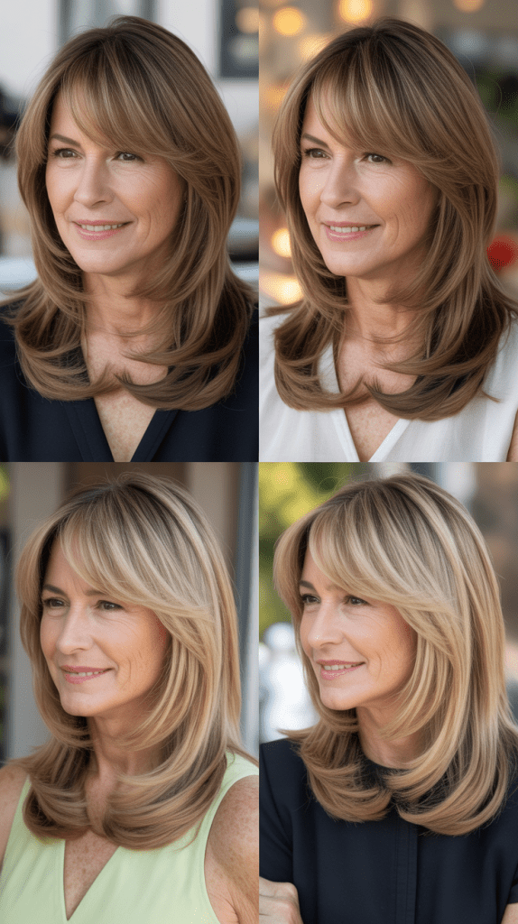 Layered Midi with Swoopy Bangs