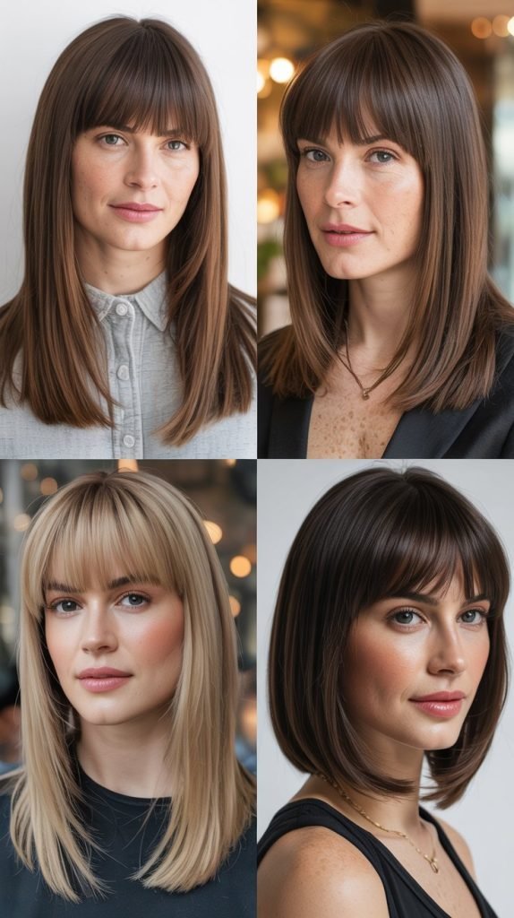 . A-Line Lob With Full Bangs