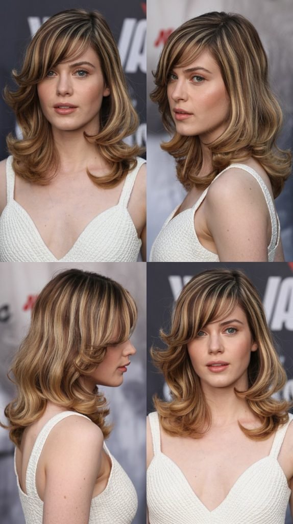 Heavy Side Bangs With Voluminous Blow-Out