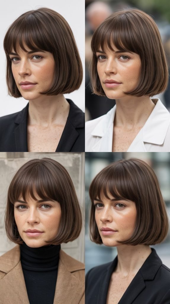 Curved Fringe with Sleek Medium Bob