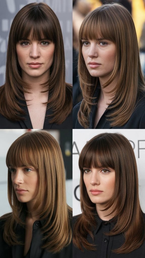 Sleek Layers With Straight-Across Bangs