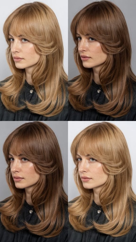 Curtain Bangs with Slide-Cutting Layers