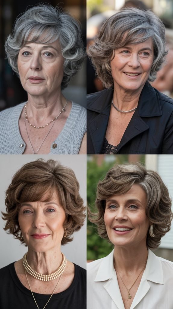 Natural Gray Pixie with Longer Top