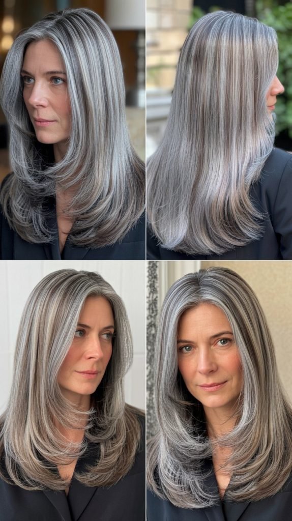 Sleek Straight with Gray Shimmer