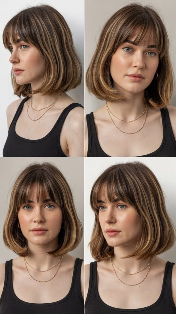  Brow-Skimming Bangs with Graduated Layers