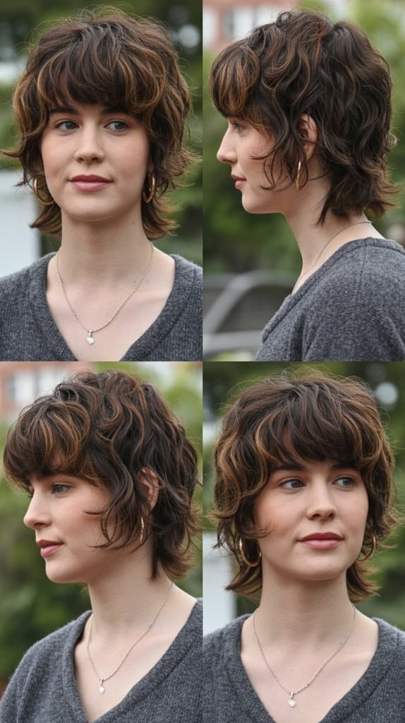 Textured Choppy Bangs with Shaggy Medium Cut