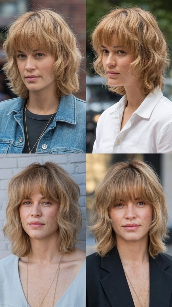 Tousled Layers With Grown-Out Bangs