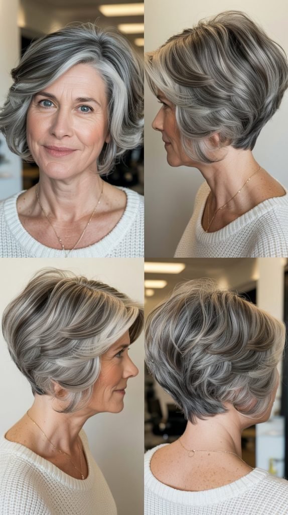 Graduated Bob with Gray Blend
