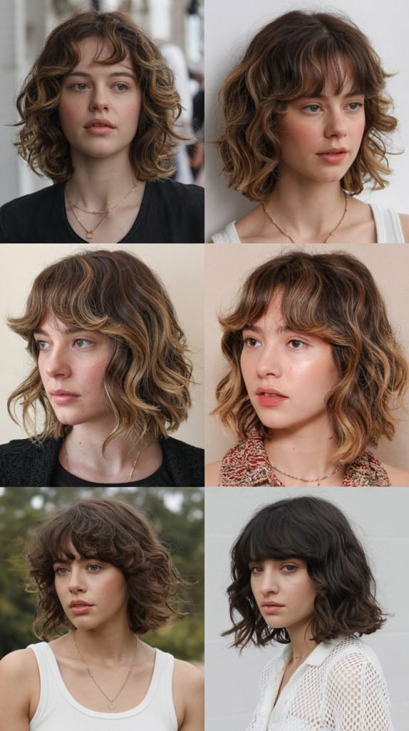 5. Wavy Lob with Textured Fringe