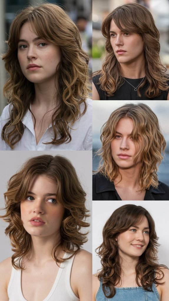 Wavy Layers With Long Side-Swept Bangs