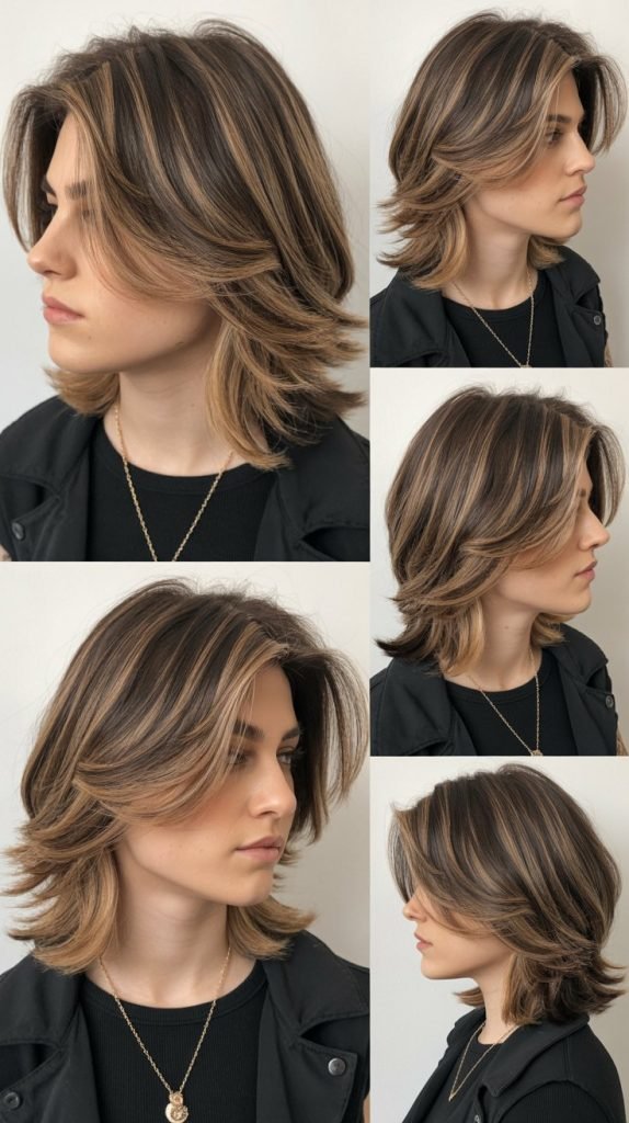 8. Layered Cut with Face-Framing Highlights