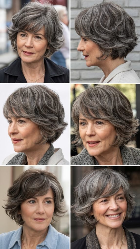 Wispy Bangs with Gray Dimension