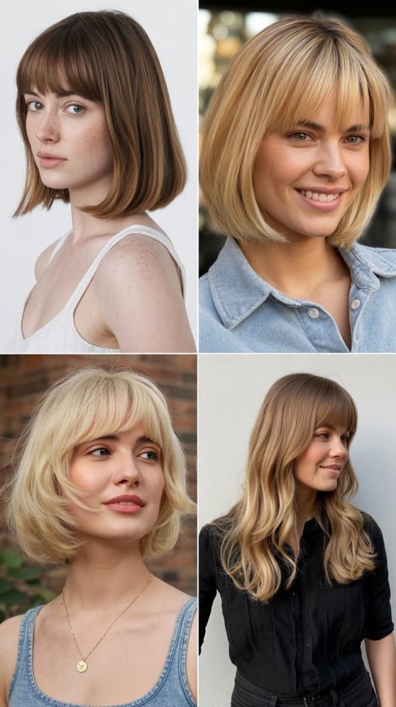  Side-Parted Bangs with Sleek Lob