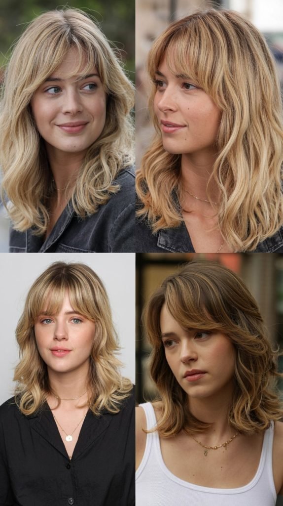  Side-Swept Bangs with Beachy Waves