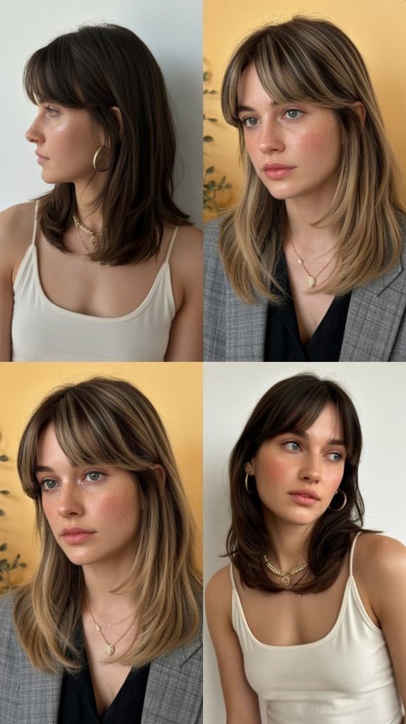 Side-Swept Bangs with One-Length Hair