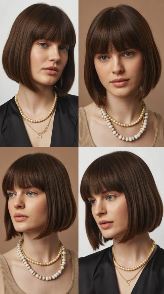Sleek A-Line Bob with Blunt Bangs
