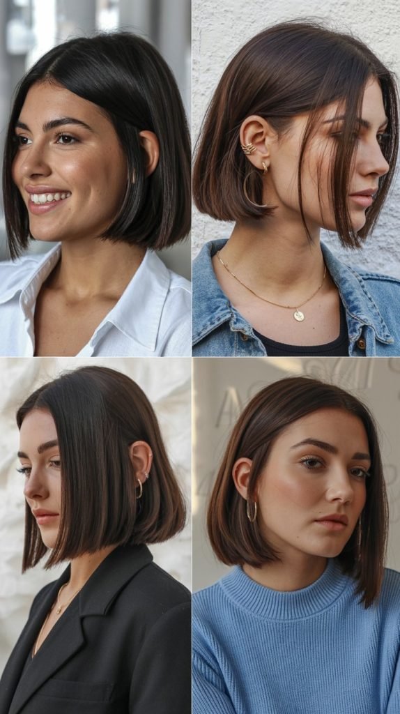 Sleek and Straight Long Bob with Tucked Ears