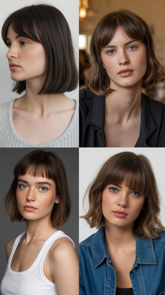 Sleek Lob with Baby Bangs