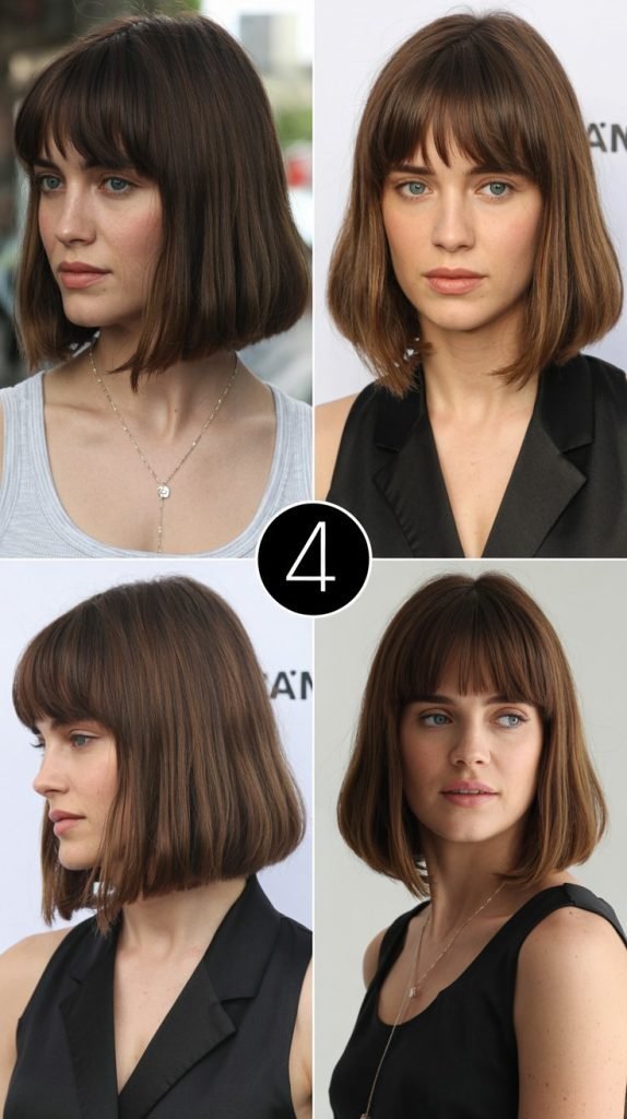  Sleek Long Bob With Curtain Bangs And Middle Part