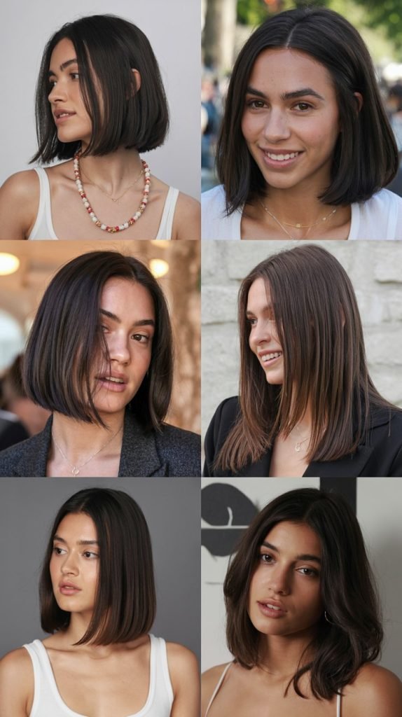 Sleek Long Bob with Middle Part