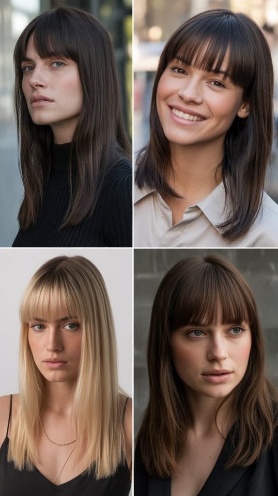 Sleek Straight Hair with Full Bangs