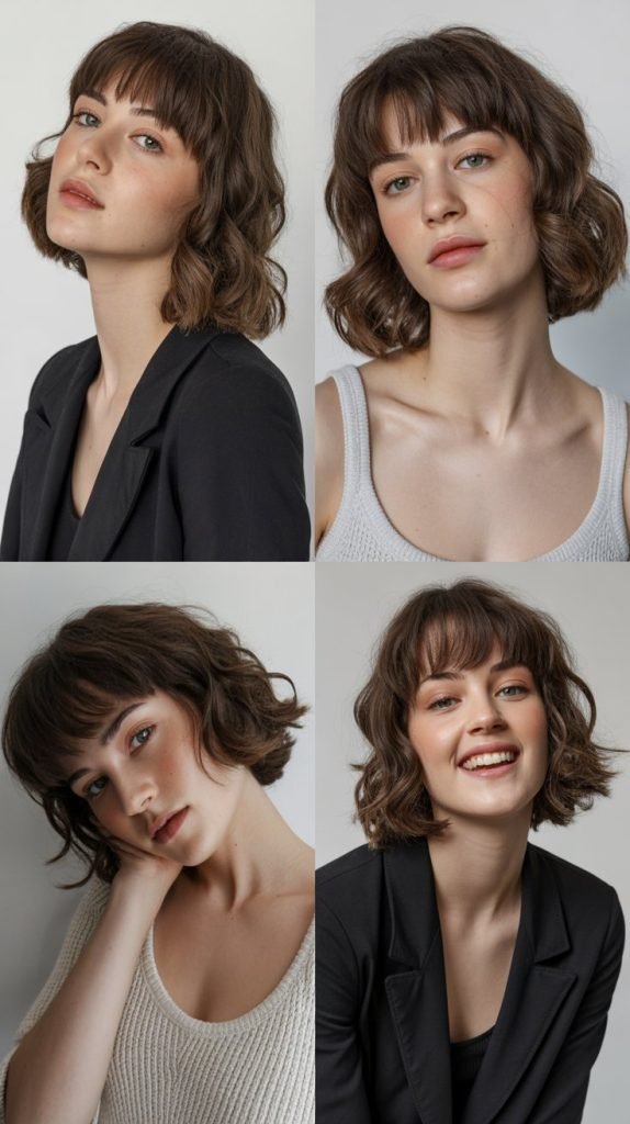 Soft Rounded Bangs with One-Length Cut