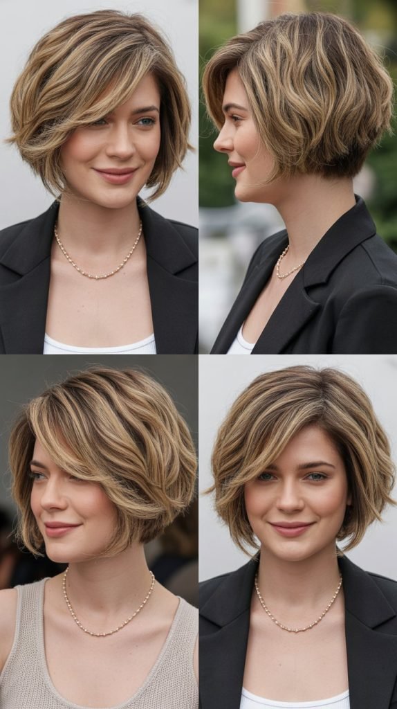 Stacked Bob with Side-Swept Fringe