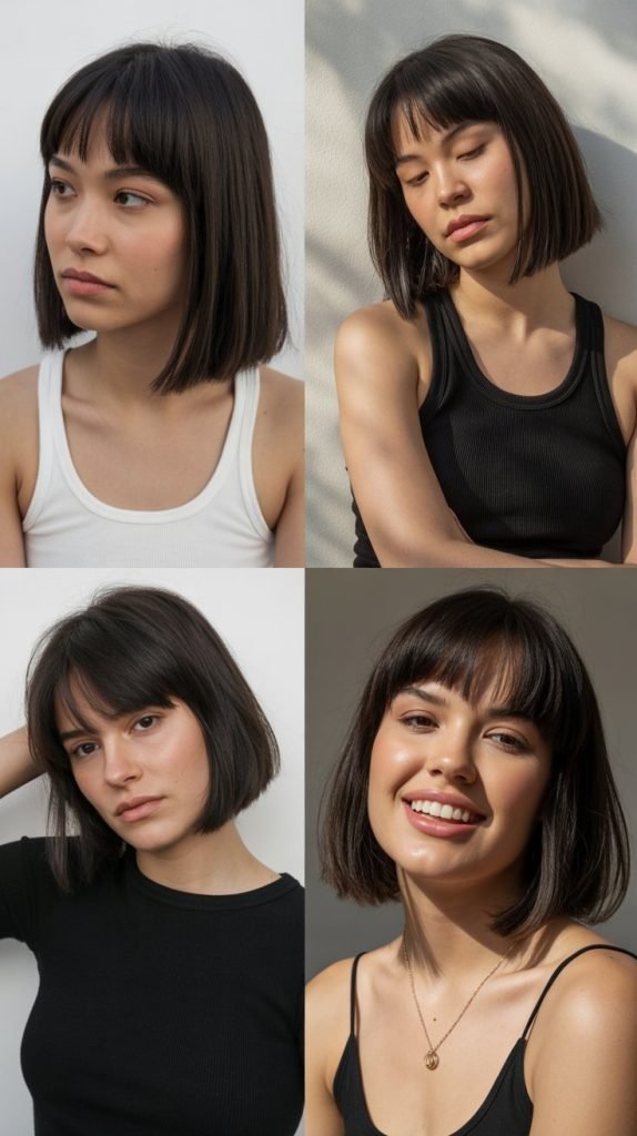  Straight Lob with Blunt Micro Bangs